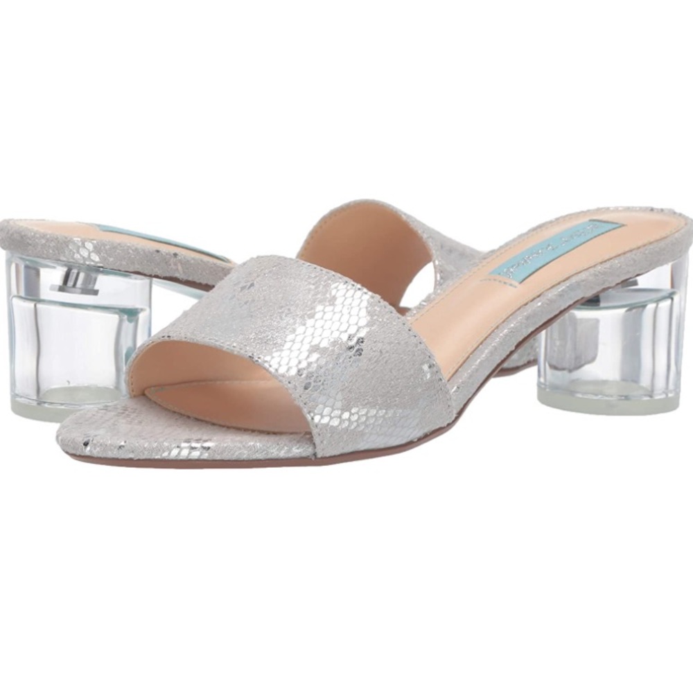 Betsey Johnson Acrylic Silver Heels Bridal Block Bride - Picture 4 of 9
